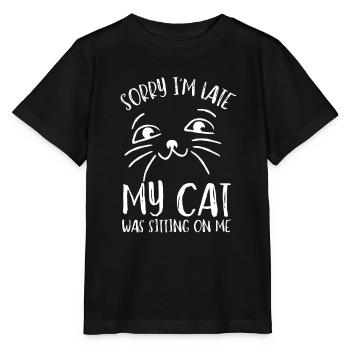 Désolé d’être en retard, mon chat était assis sur moi - T-shirt bio MINI CREATOR Stanley/Stella Enfant - noir - Devant - Mikhail (115cm)