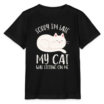 Désolé d’être en retard, mon chat était assis sur moi - T-shirt bio MINI CREATOR Stanley/Stella Enfant - noir - Devant - Mikhail (115cm)
