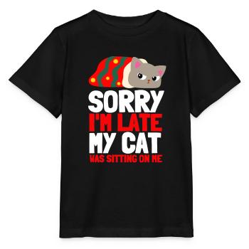 Désolé d’être en retard, mon chat était assis sur moi - T-shirt bio MINI CREATOR Stanley/Stella Enfant - noir - Devant - Mikhail (115cm)