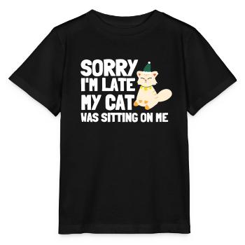Désolé d’être en retard, mon chat était assis sur moi - T-shirt bio MINI CREATOR Stanley/Stella Enfant - noir - Devant - Mikhail (115cm)