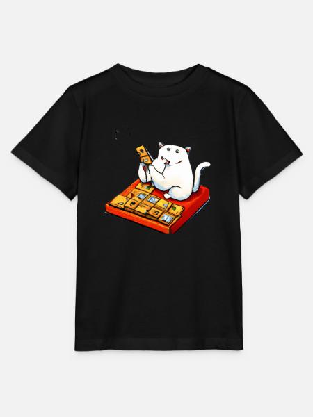 Cats Playing Mahjong - Stanley/Stella Kinder T-Shirt MINI CREATOR - Schwarz