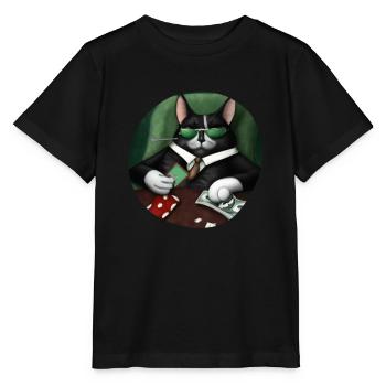 Cats Playing Cards - Stanley/Stella Kinder T-Shirt MINI CREATOR  - Schwarz - Vorne - Mikhail (115cm)