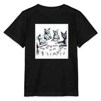 Cats Playing Cards - Stanley/Stella Kinder T-Shirt MINI CREATOR  - Schwarz - Vorne - Mikhail (115cm)