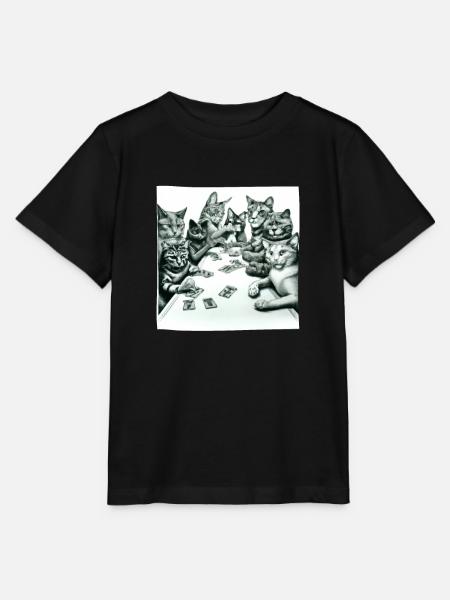 Cats Playing Cards - Stanley/Stella Kinder T-Shirt MINI CREATOR - Schwarz
