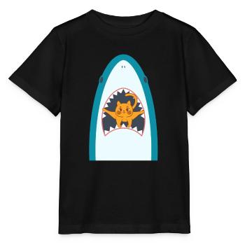 Chat mangeur de requins - T-shirt bio MINI CREATOR Stanley/Stella Enfant - noir - Devant - Mikhail (115cm)