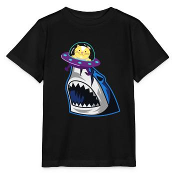 Chat mangeur de requins - T-shirt bio MINI CREATOR Stanley/Stella Enfant - noir - Devant - Mikhail (115cm)