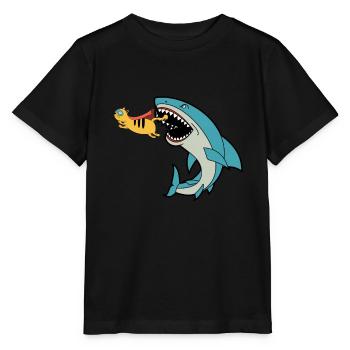 Chat mangeur de requins - T-shirt bio MINI CREATOR Stanley/Stella Enfant - noir - Devant - Mikhail (115cm)