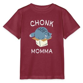 Chonk Cat Obesity - Stanley/Stella Kinder T-Shirt MINI CREATOR  - Burgunderrot - Vorne - Kain (125cm)