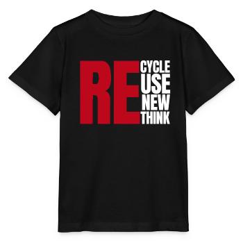 Recycle Réutiliser Renew Rethink Wind Turbine - Wind - T-shirt bio MINI CREATOR Stanley/Stella Enfant - noir - Devant - Mikhail (115cm)