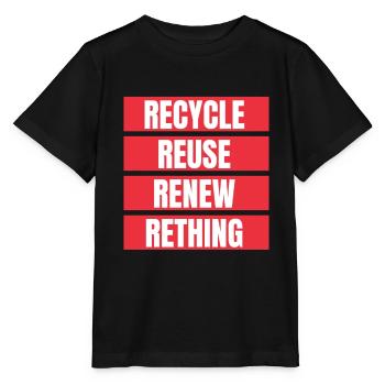 Recycle Réutiliser Renew Rethink Wind Turbine - Wind - T-shirt bio MINI CREATOR Stanley/Stella Enfant - noir - Devant - Mikhail (115cm)