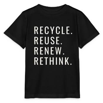 Recycle Réutiliser Renew Rethink Wind Turbine - Wind - T-shirt bio MINI CREATOR Stanley/Stella Enfant - noir - Devant - Mikhail (115cm)