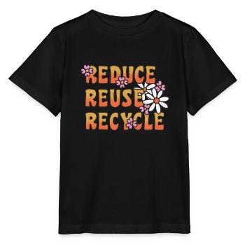 Recycle Réutiliser Renew Rethink Wind Turbine - Wind - T-shirt bio MINI CREATOR Stanley/Stella Enfant - noir - Devant - Mikhail (115cm)
