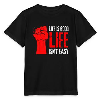 Citation motivante - La vie n’est pas facile La vie est belle - T-shirt bio MINI CREATOR Stanley/Stella Enfant - noir - Devant - Mikhail (115cm)