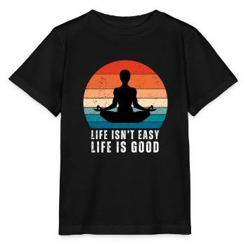 Citation motivante - La vie n’est pas facile La vie est belle - T-shirt bio MINI CREATOR Stanley/Stella Enfant - noir - Devant - Mikhail (115cm)