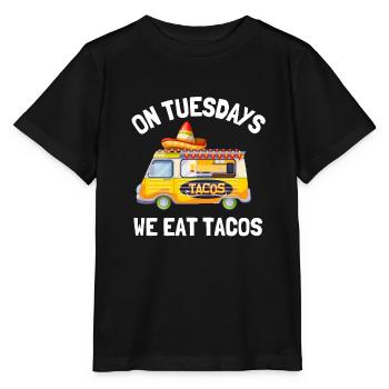 On Tuesday we eat tacos - Stanley/Stella MINI CREATOR Kids’ T-Shirt - black - Front - Mikhail (115cm)
