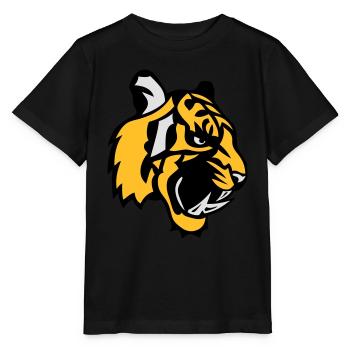Tigergesicht Cartoon-Maskottchen 28 - Stanley/Stella Kinder T-Shirt MINI CREATOR  - Schwarz - Vorne - Mikhail (115cm)