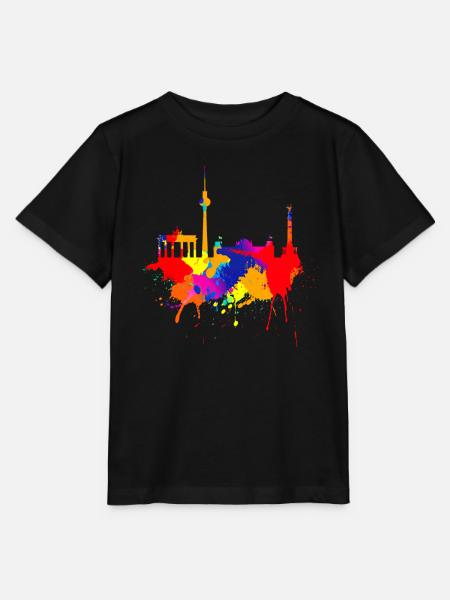 Berlin Skyline Bunte Farben Malerei Kunst Berliner - Stanley/Stella Kinder T-Shirt MINI CREATOR - Schwarz