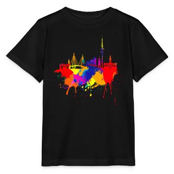 Hamburg Skyline Colorful Colors Painting Art Pearl - Stanley/Stella MINI CREATOR Kids’ T-Shirt - black - Front - Mikhail (115cm)