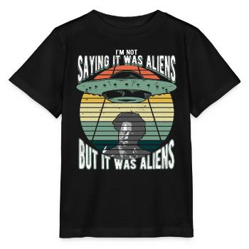 Humorous alien mystery for science fiction - Stanley/Stella MINI CREATOR Kids’ T-Shirt - black - Front - Mikhail (115cm)