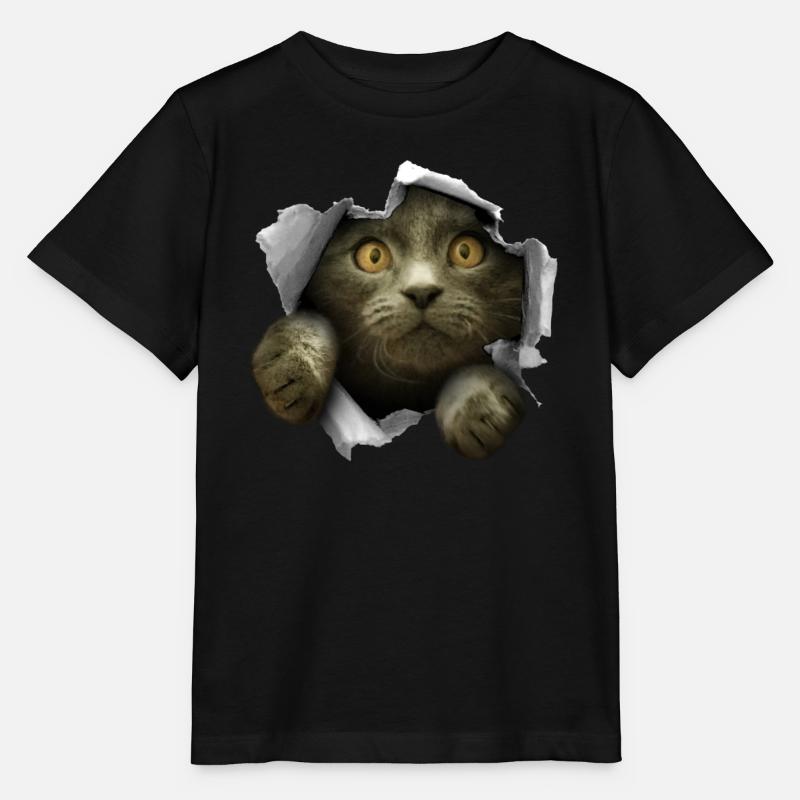Chaton fêlé chat mignon - T-shirt bio MINI CREATOR Stanley/Stella Enfant - noir
