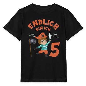 Piraten Geburtstag Endlich 5 Jahre Pirat Junge - Stanley/Stella Kinder T-Shirt MINI CREATOR  - Schwarz - Vorne - Mikhail (115cm)
