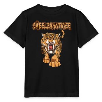 Säbelzahntiger Geschenke Raubkatze Steinzeit für - Stanley/Stella Kinder T-Shirt MINI CREATOR  - Schwarz - Vorne - Mikhail (115cm)