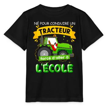 Le Tracteur De Mon Garçon Idée Cadeau Engin - T-shirt bio MINI CREATOR Stanley/Stella Enfant - noir - Devant - Mikhail (115cm)