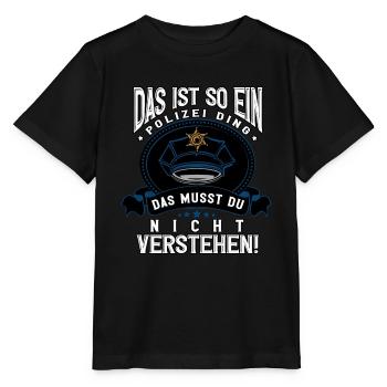 Polizist Polizei - Stanley/Stella Kinder T-Shirt MINI CREATOR  - Schwarz - Vorne - Mikhail (115cm)