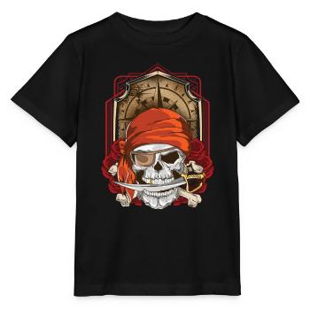 Jolly Roger Flag Crâne et Crossbones Pirate - T-shirt bio MINI CREATOR Stanley/Stella Enfant - noir - Devant - Mikhail (115cm)