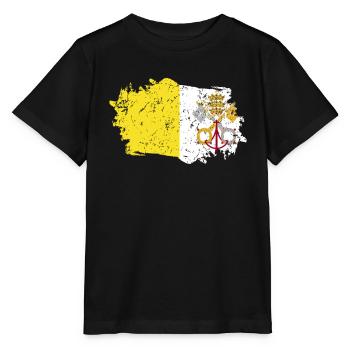 Drapeau de la Cité du Vatican Grunge Drapeau de la Cité du Vatican - T-shirt bio MINI CREATOR Stanley/Stella Enfant - noir - Devant - Mikhail (115cm)