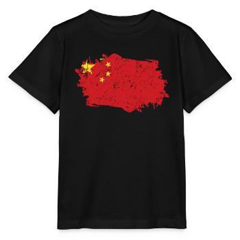 China Flagge Grunge China Fahne - Stanley/Stella Kinder T-Shirt MINI CREATOR  - Schwarz - Vorne - Mikhail (115cm)