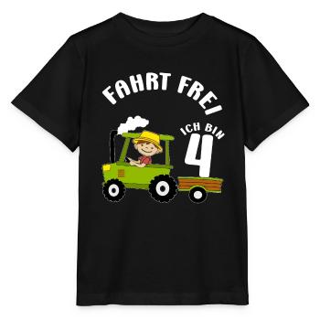 Tracteur Motif d’anniversaire 4 ans Garçon Cadeau - T-shirt bio MINI CREATOR Stanley/Stella Enfant - noir - Devant - Mikhail (115cm)