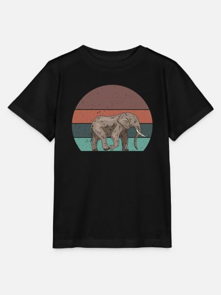 Retro Elefant - Stanley/Stella Kinder T-Shirt MINI CREATOR  - Schwarz