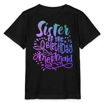 Schwester der Geburtstags-Meerjungfrau passenden Familie - Stanley/Stella Kinder T-Shirt MINI CREATOR  - Schwarz - Vorne - Mikhail (115cm)