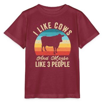 J'aime Les Vaches Humour Fermier Cadeau - T-shirt bio MINI CREATOR Stanley/Stella Enfant - bordeaux - Devant - Kain (125cm)