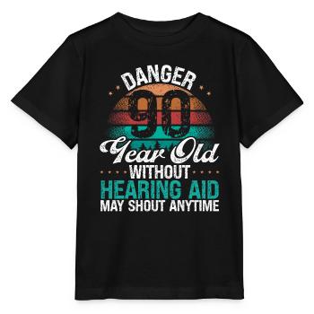 90 Birthday Idea Humour May Shout Drôle 90 ans - T-shirt bio MINI CREATOR Stanley/Stella Enfant - noir - Devant - Mikhail (115cm)