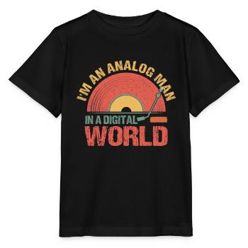 Je suis un homme analogique dans un monde numérique - T-shirt bio MINI CREATOR Stanley/Stella Enfant - noir - Devant - Mikhail (115cm)