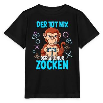 Zocken Gaming Der Tut Nix Der Will Nur Zocken - Stanley/Stella Kinder T-Shirt MINI CREATOR  - Schwarz - Vorne - Mikhail (115cm)