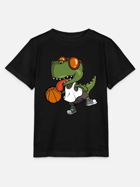 Cooler T-Rex spielt Basketball - Stanley/Stella Kinder T-Shirt MINI CREATOR - Schwarz
