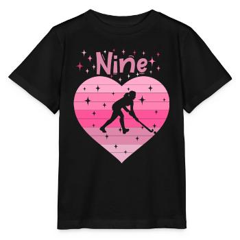 Hockeyspielerin 9. Geburtstag - Stanley/Stella Kinder T-Shirt MINI CREATOR  - Schwarz - Vorne - Mikhail (115cm)
