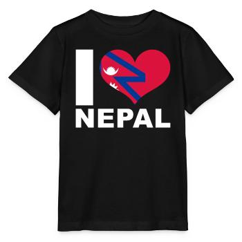 I love Nepal heart flag Nepal - Stanley/Stella MINI CREATOR Kids’ T-Shirt - black - Front - Mikhail (115cm)