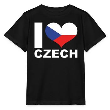 J’aime République tchèque Heart Flag République tchèque - T-shirt bio MINI CREATOR Stanley/Stella Enfant - noir - Devant - Mikhail (115cm)
