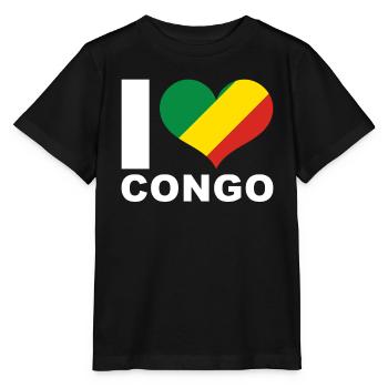 Ich liebe Kongo Herz Flagge Kongo - Stanley/Stella Kinder T-Shirt MINI CREATOR  - Schwarz - Vorne - Mikhail (115cm)