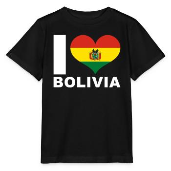Ich liebe Bolivien Herz Flagge Bolivien - Stanley/Stella Kinder T-Shirt MINI CREATOR  - Schwarz - Vorne - Mikhail (115cm)