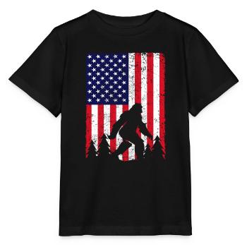Amerika USA Flagge Bigfoot Mythos - Stanley/Stella Kinder T-Shirt MINI CREATOR  - Schwarz - Vorne - Mikhail (115cm)
