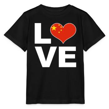 Ich liebe China Herz Flagge China - Stanley/Stella Kinder T-Shirt MINI CREATOR  - Schwarz - Vorne - Mikhail (115cm)