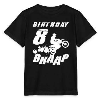Eight 8yr 8th Motocross Birthday Boy 8 Years Old - Stanley/Stella Kinder T-Shirt MINI CREATOR  - Schwarz - Vorne - Mikhail (115cm)