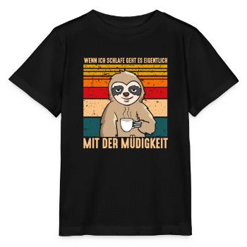 Wenn Ich Schlafe Geht Es Mit Der Müdigkeit - Stanley/Stella Kinder T-Shirt MINI CREATOR  - Schwarz - Vorne - Mikhail (115cm)