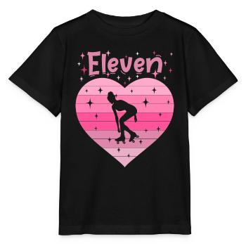 Herz Liebe Sport Rollschuh Mädchen 11. Geburtstag - Stanley/Stella Kinder T-Shirt MINI CREATOR  - Schwarz - Vorne - Mikhail (115cm)