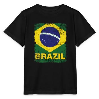 Brazilian flag Brazilian Brazil - Stanley/Stella MINI CREATOR Kids’ T-Shirt - black - Front - Mikhail (115cm)